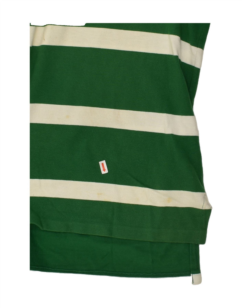 POLO RALPH LAUREN Mens Custom Fit Polo Shirt Large Green Striped Cotton Vintage Polo Ralph Lauren and Second-Hand Polo Ralph Lauren from Messina Hembry 