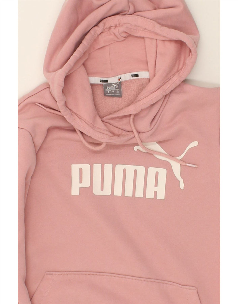 PUMA Womens Graphic Hoodie Jumper UK 12 Medium Pink | Vintage Puma | Thrift | Second-Hand Puma | Used Clothing | Messina Hembry 