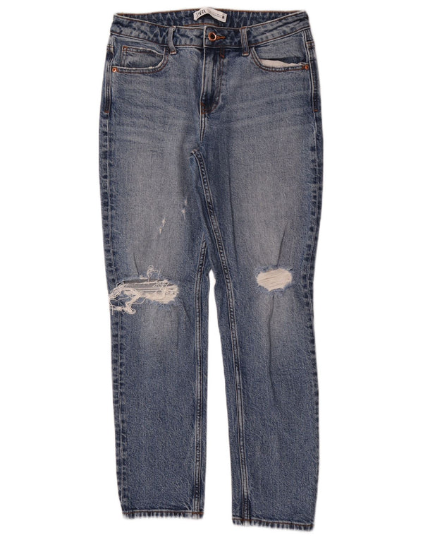 Zara Womens Distressed Slim Jeans EU 36 XS W26 L27 Blue