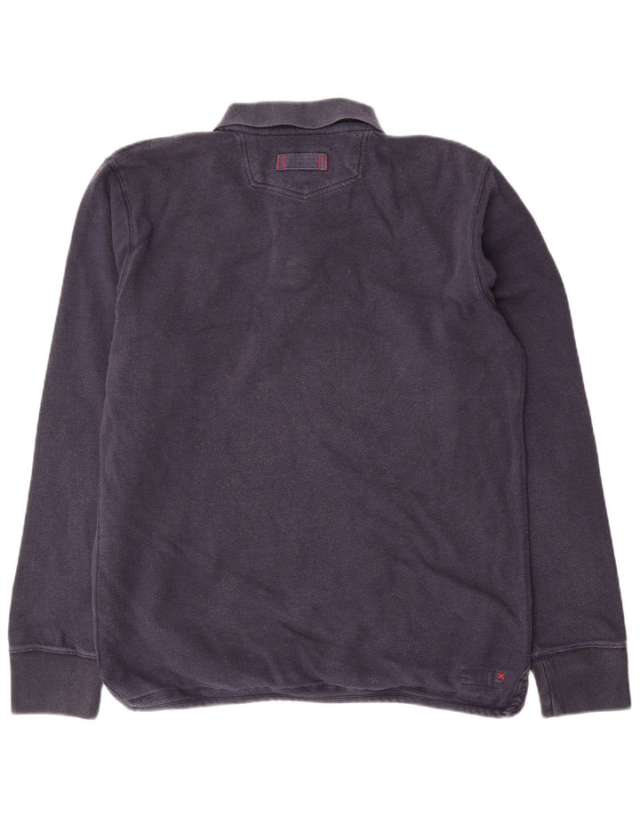 Fat Face Mens Long Sleeve Polo Shirt Medium Navy Blue Cotton