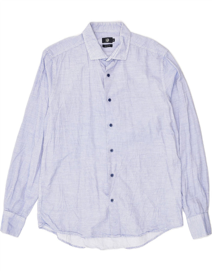 DACK'S Mens Slim Fit Shirt Large Blue Pinstripe Cotton | Vintage Dack's | Thrift | Second-Hand Dack's | Used Clothing | Messina Hembry 