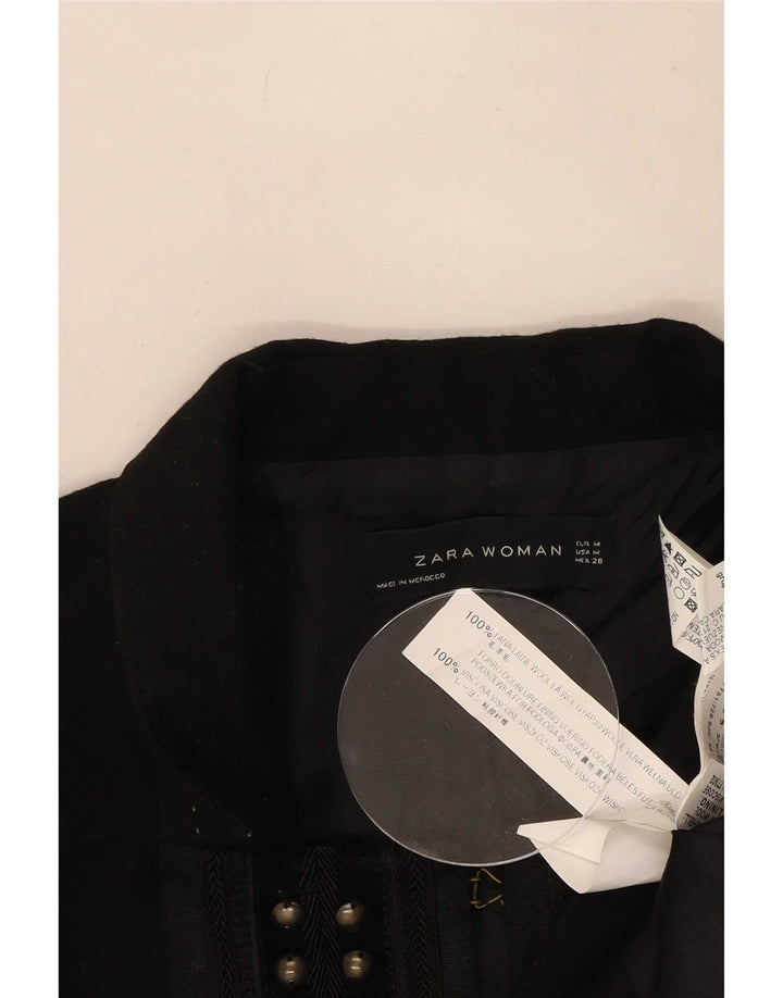 Zara Womens Blazer Jacket UK 12 Medium Black Wool