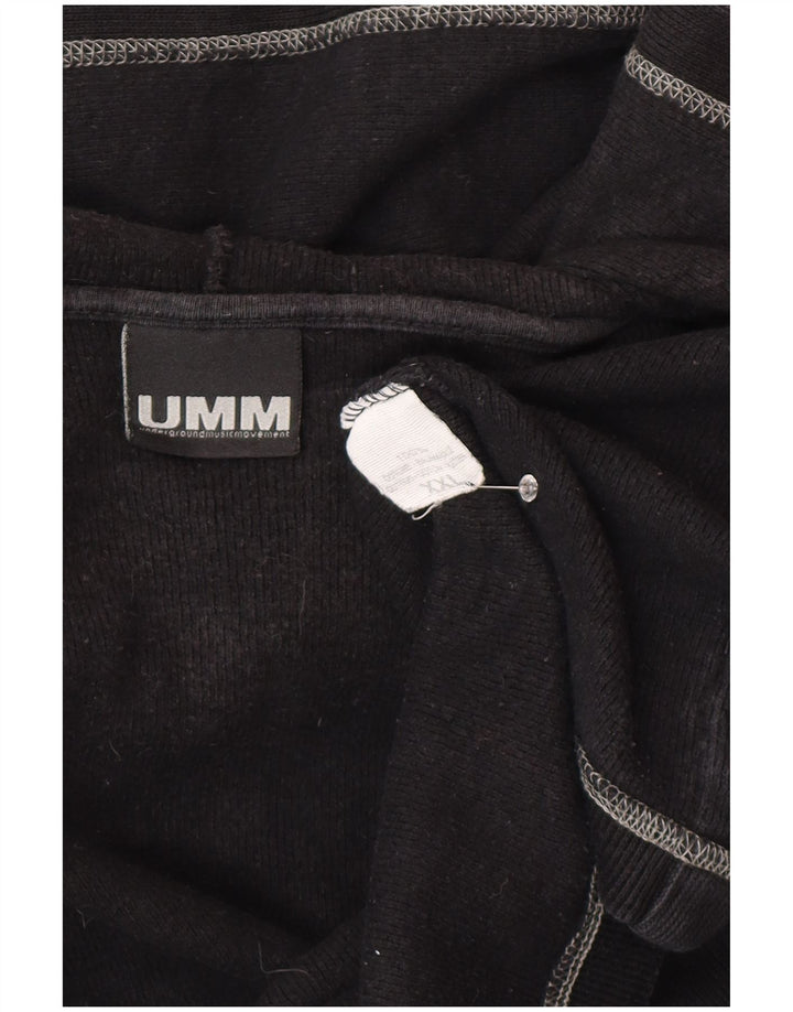 UMM Mens Hooded Cardigan Sweater 2XL Black Cotton
