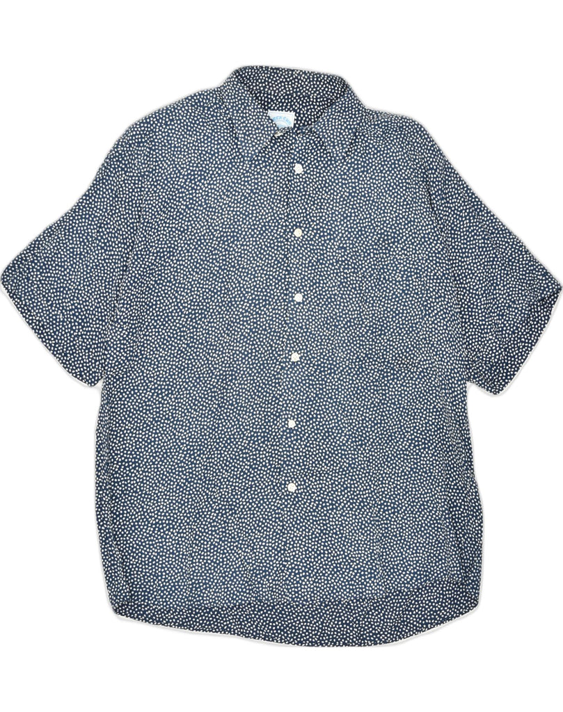 WEEKEND Mens Short Sleeve Shirt XL Navy Blue Spotted | Vintage | Thrift | Second-Hand | Used Clothing | Messina Hembry 