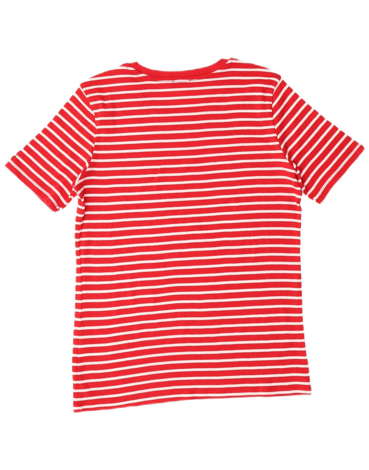 Benetton Womens T-Shirt Top UK 14 Large Red Striped Cotton