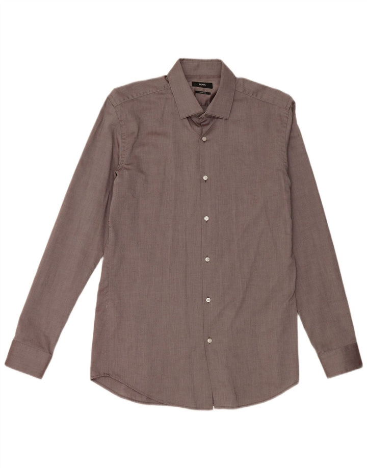 Hugo Boss Mens Extra Slim Fit Shirt Size 40 15 1/2 Medium Grey Cotton