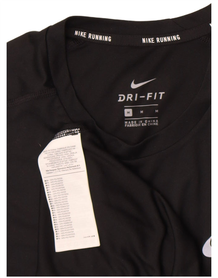 NIKE Mens Dri Fit T-Shirt Top Medium Black Polyester