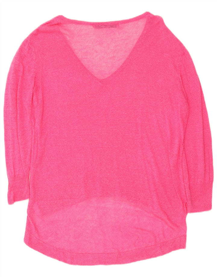 Zara Womens V-Neck Jumper Sweater UK 16 Large Pink