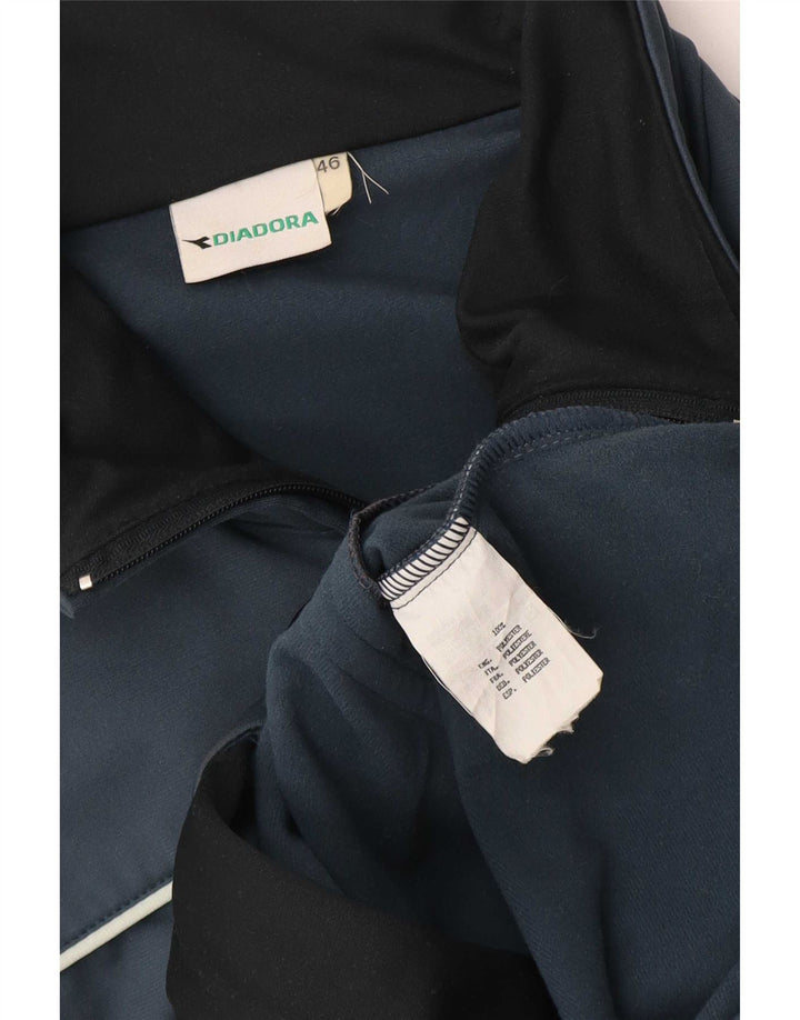 Diadora Mens Tracksuit Top Jacket IT 46 Small Blue Colourblock Polyester