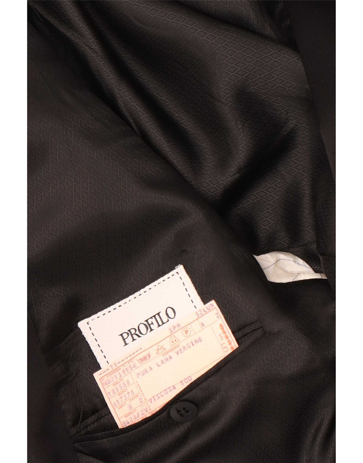 Profilo Mens Double Breasted Blazer Jacket IT 52 XL Black Wool
