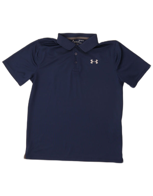 UNDER ARMOUR Boys Heat Gear Polo Shirt 11-12 Years Large  Navy Blue