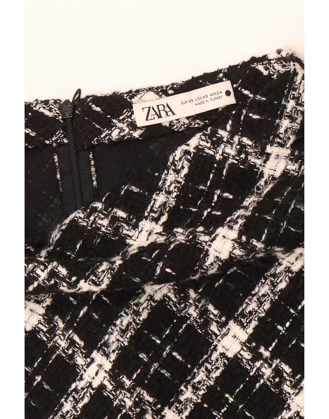 Zara Womens Mini Skirt XS W24 Black Check