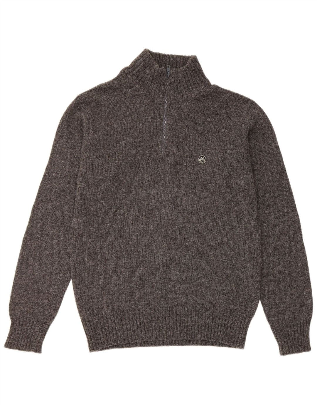 North Sails Mens Zip Neck Jumper Sweater Large Grey Flecked