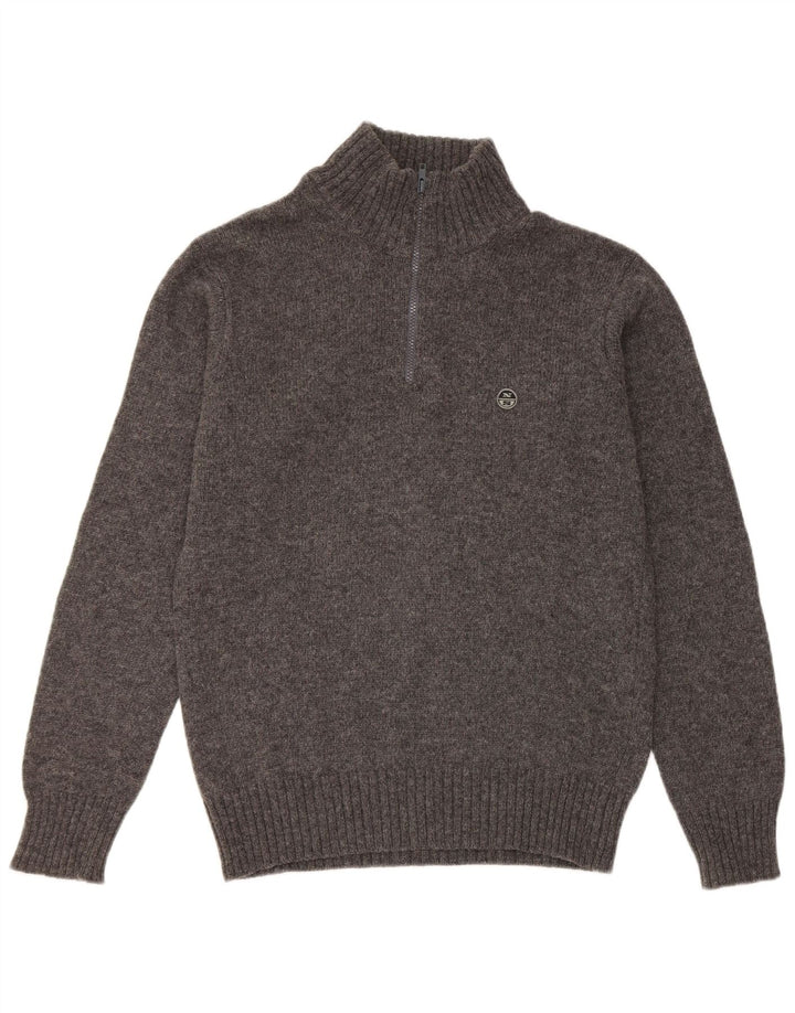 North Sails Mens Zip Neck Jumper Sweater Large Grey Flecked
