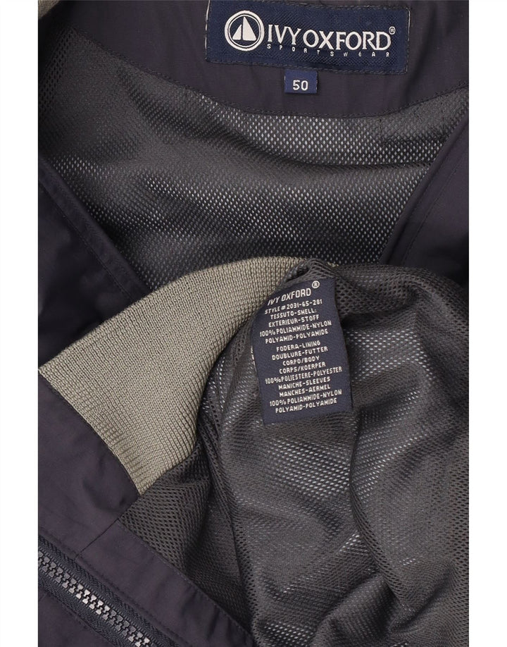 Ivy Oxford Mens Bomber Jacket IT 50 Large Navy Blue Colourblock Polyamide