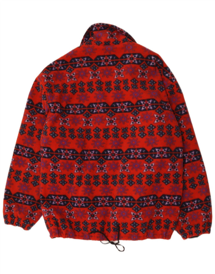 Asics Mens Fleece Jacket UK 40 Large Red Geometric Polyester