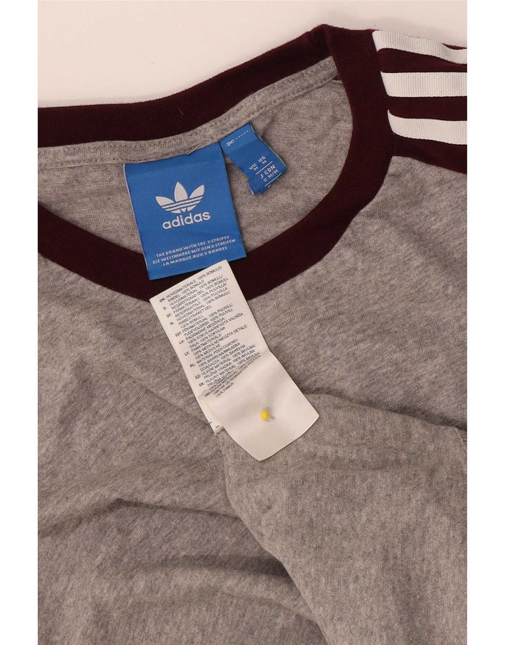 Adidas Mens T-Shirt Top Medium Grey Colourblock Cotton