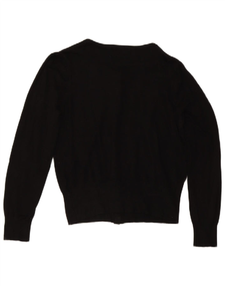 Marks & Spencer Womens Crop Cardigan Sweater UK 14 Medium Black Viscose