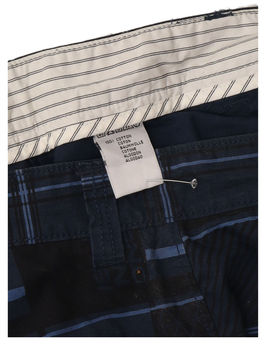 O'Neill Mens Chino Shorts W36 Large Navy Blue Check Cotton