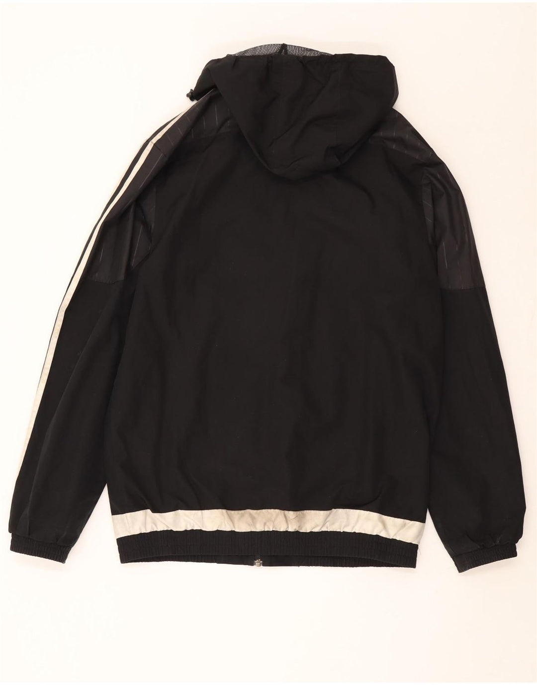 ADIDAS Mens Hooded Rain Jacket UK 38 Medium Black Colourblock Polyester