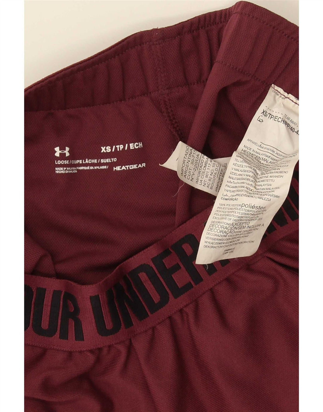 Under Armour Womens Graphic Sport Shorts XS Burgundy Polyester