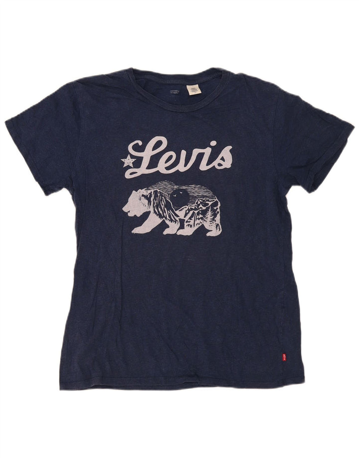 Levi's Mens Graphic T-Shirt Top Large Navy Blue Cotton