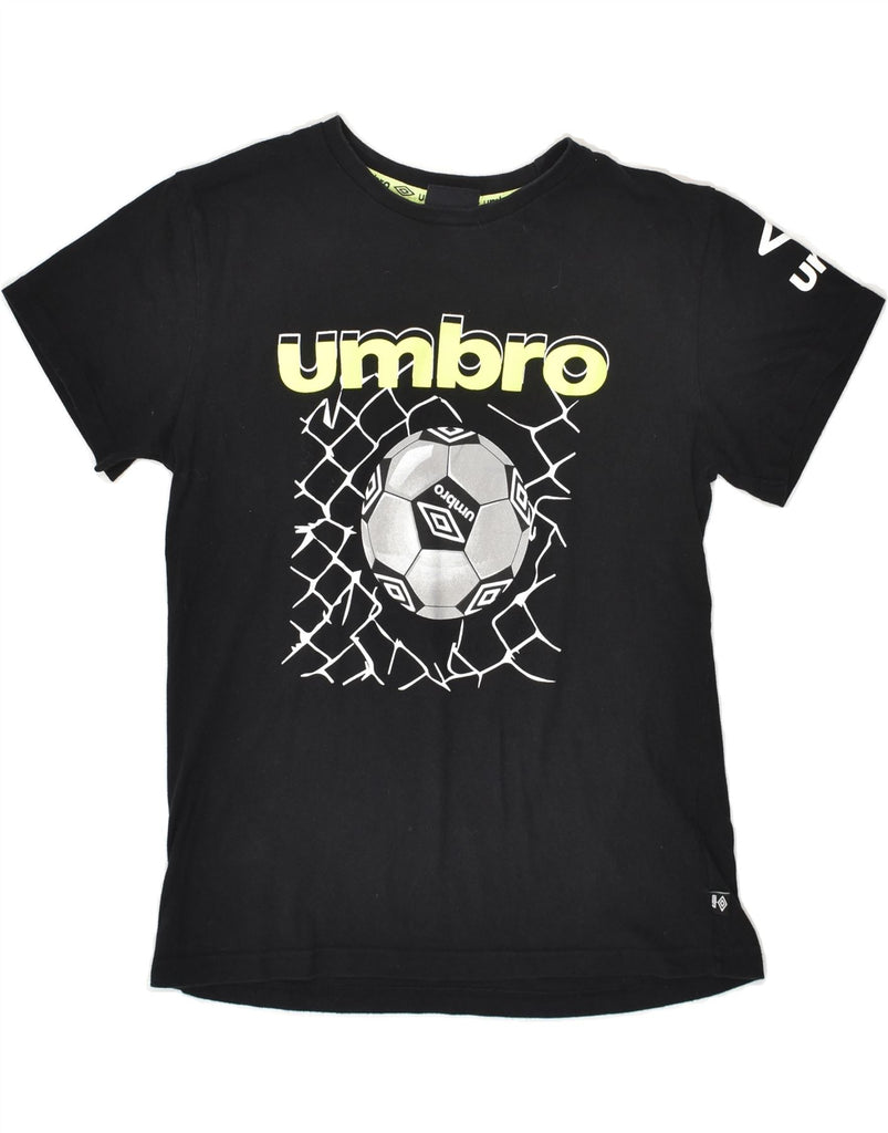 UMBRO Boys Graphic T-Shirt Top 13-14 Years XL Black Cotton | Vintage Umbro | Thrift | Second-Hand Umbro | Used Clothing | Messina Hembry 