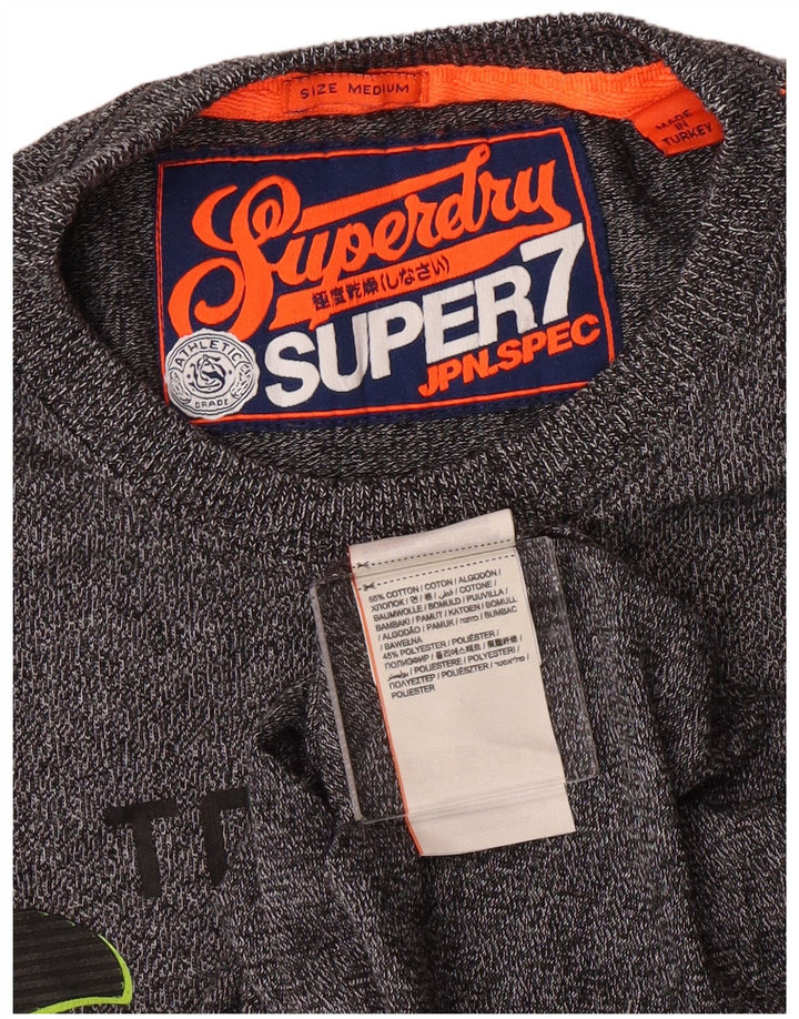 Superdry Mens Graphic T-Shirt Top Medium Grey Flecked Cotton