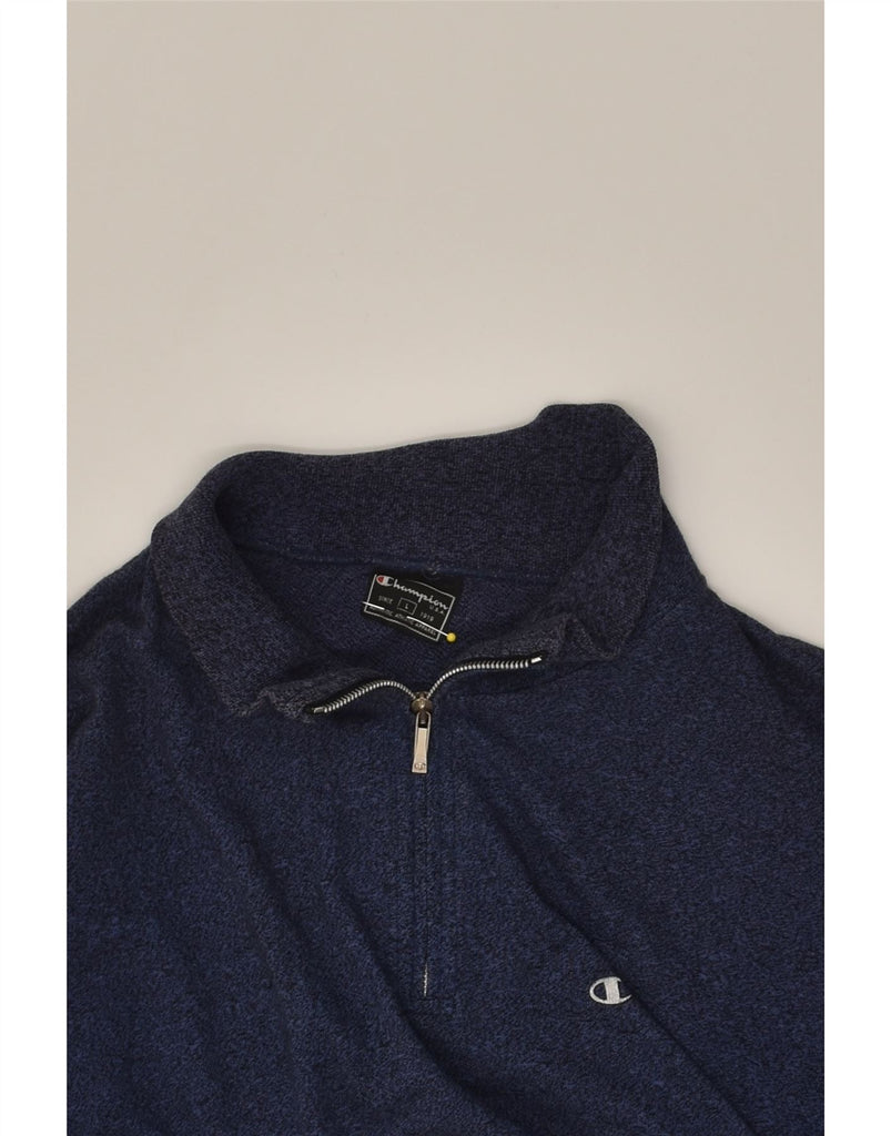 CHAMPION Mens Zip Neck Pullover Tracksuit Top L Navy Blue Flecked | Vintage Champion | Thrift | Second-Hand Champion | Used Clothing | Messina Hembry 