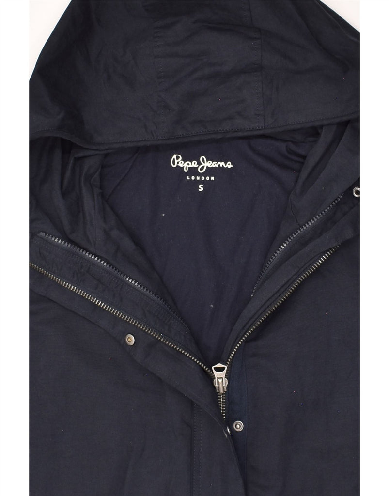 PEPE JEANS Womens Oversized Hooded Rain Jacket UK 10 Small Navy Blue | Vintage PEPE Jeans | Thrift | Second-Hand PEPE Jeans | Used Clothing | Messina Hembry 