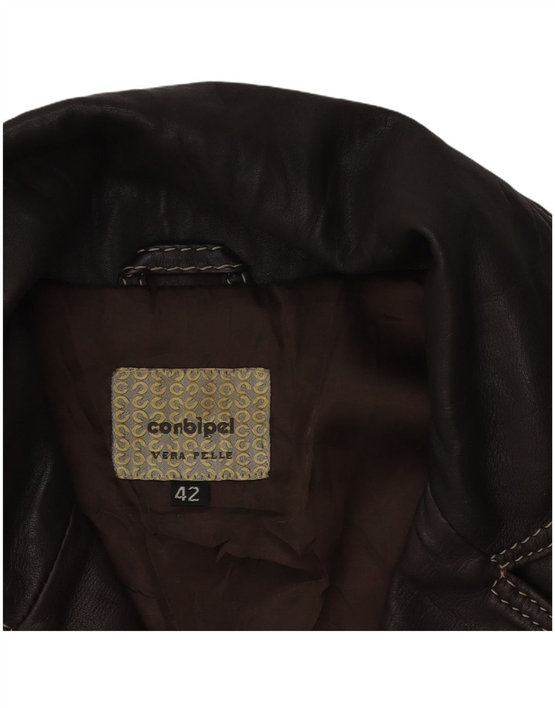 CONBIPEL Womens Leather Jacket IT 42 Medium Brown Leather