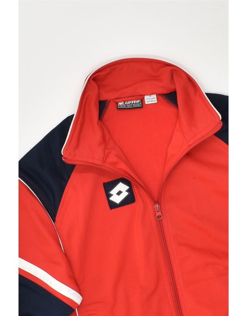 LOTTO Boys Tracksuit Top Jacket 11-12 Years Red Colourblock Polyester | Vintage Lotto | Thrift | Second-Hand Lotto | Used Clothing | Messina Hembry 