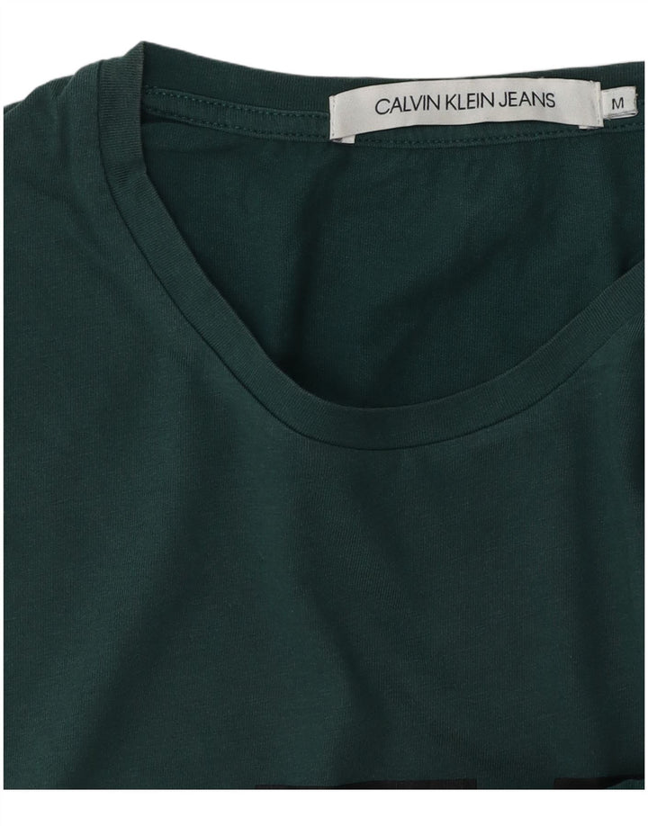 CALVIN KLEIN JEANS Mens Graphic T-Shirt Top Medium Green
