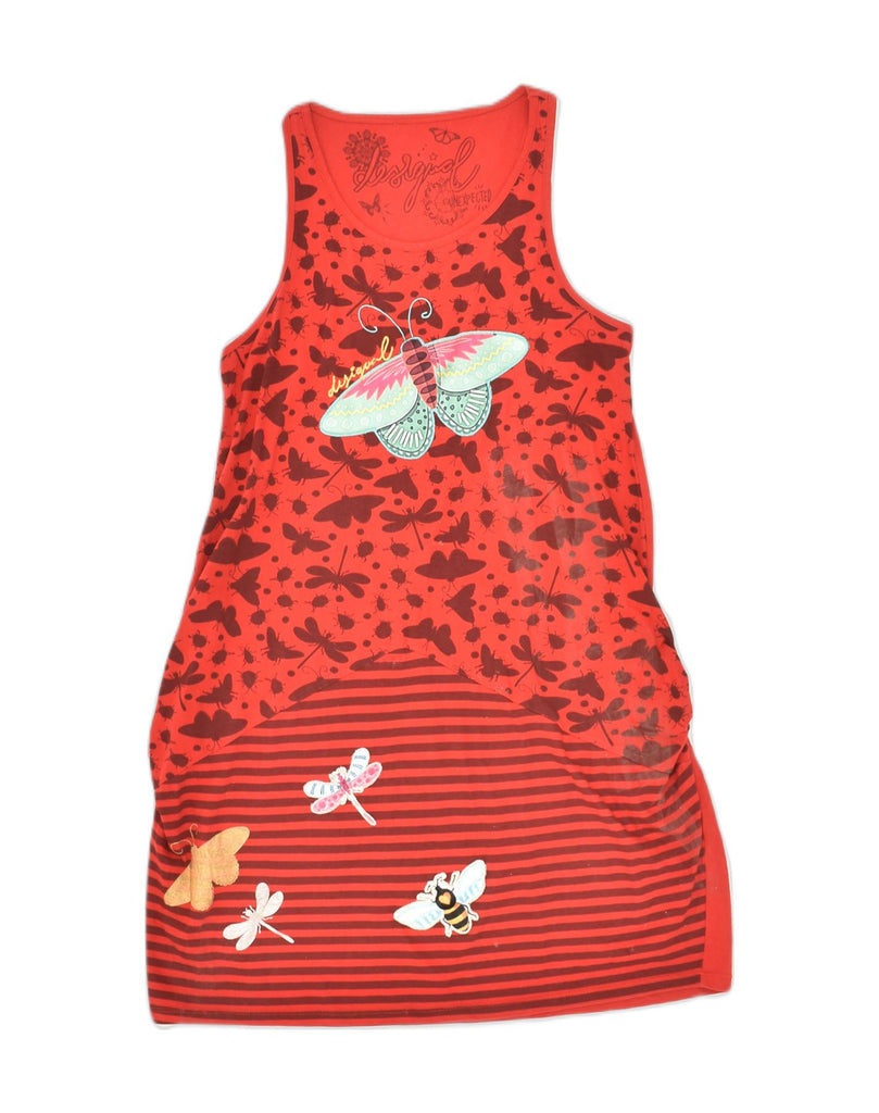 DESIGUAL Girls Sleeveless T-Shirt Dress 13-14 Years Red Animal Print | Vintage Desigual | Thrift | Second-Hand Desigual | Used Clothing | Messina Hembry 