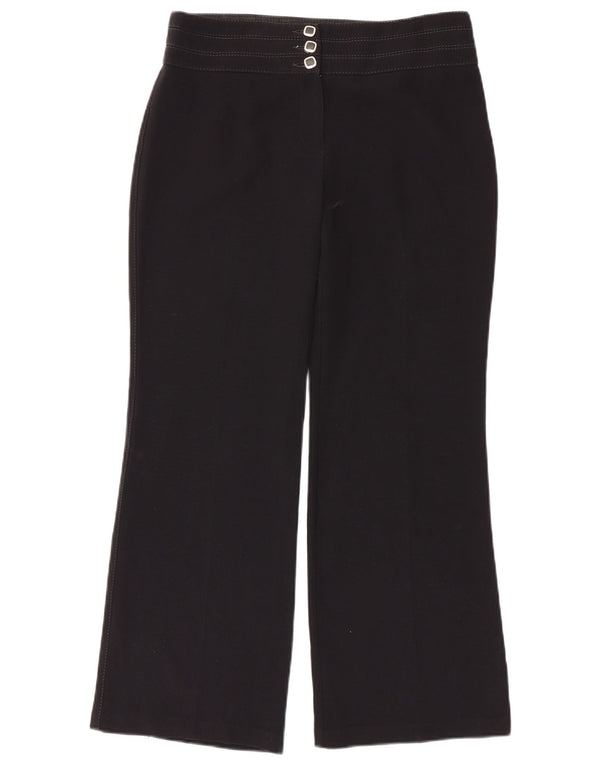 Marks & Spencer Womens Wide Leg Casual Trousers UK 12 Medium W32 L29 Black