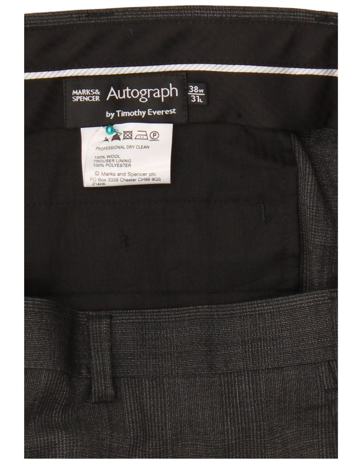 Marks & Spencer Mens Autograph Straight Suit Trousers W38 L31 Grey Wool