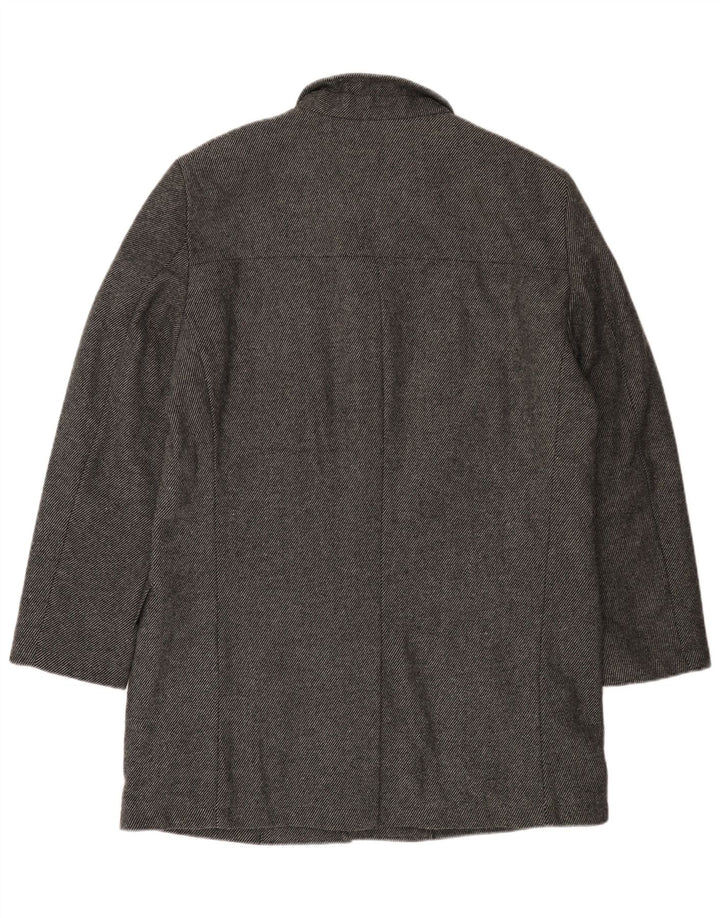 Bruno Banani Mens Overcoat UK 44 2XL Grey Pinstripe Wool