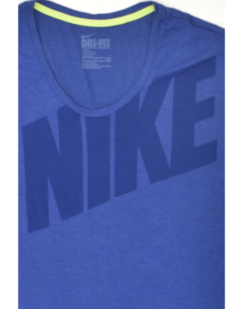 NIKE Womens Dri Fit Loose Fit Graphic T-Shirt Top UK 10 Small Blue | Vintage Nike | Thrift | Second-Hand Nike | Used Clothing | Messina Hembry 