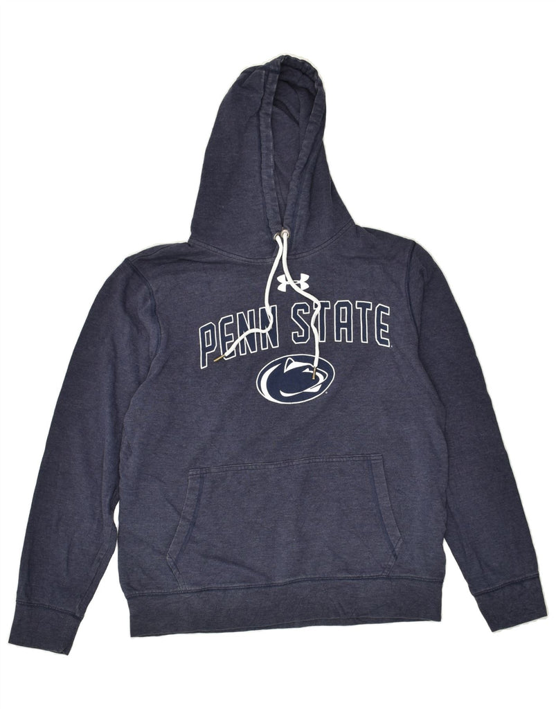 UNDER ARMOUR Mens Penn State Graphic Hoodie Jumper Medium Navy Blue Cotton | Vintage Under Armour | Thrift | Second-Hand Under Armour | Used Clothing | Messina Hembry 