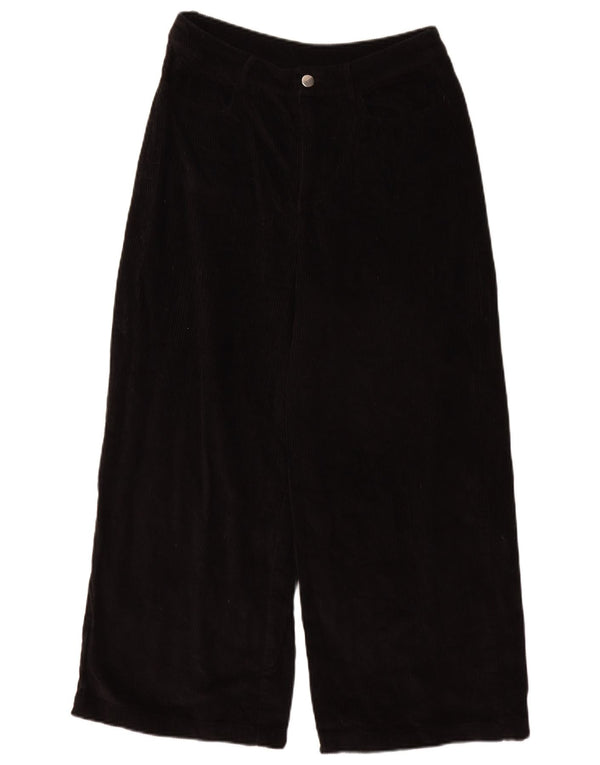 Warehouse Womens Crop Wide Leg Corduroy Trousers UK 10 Small W28 L25 Black