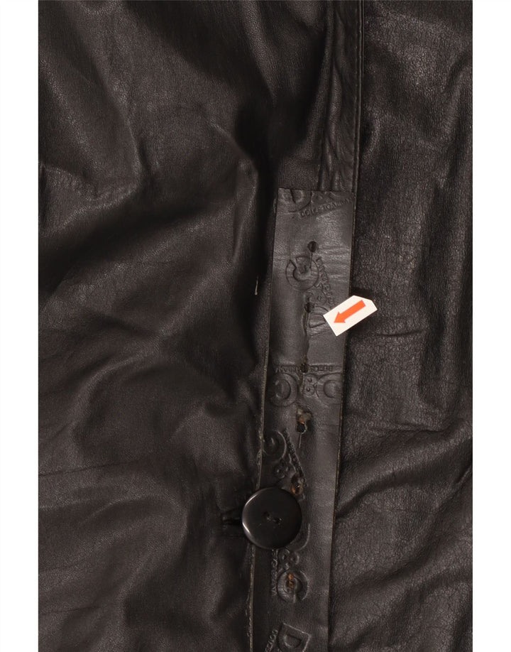 Vintage Womens Oversized Leather Jacket UK 18 XL Black Leather