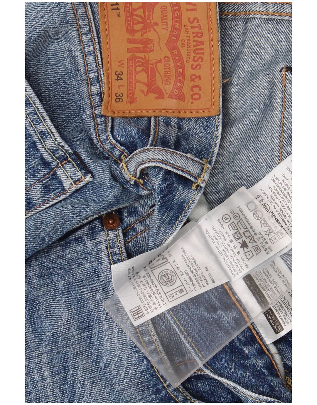 Levi's Mens 511 Slim Jeans W34 L36 Blue Cotton