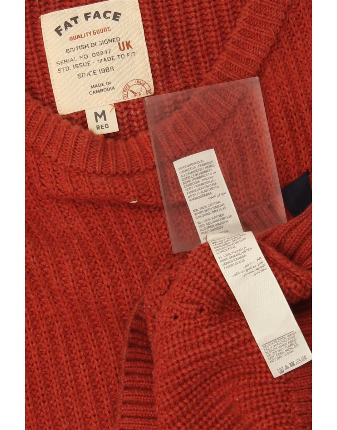Fat Face Mens Boat Neck Jumper Sweater Medium Red Cotton