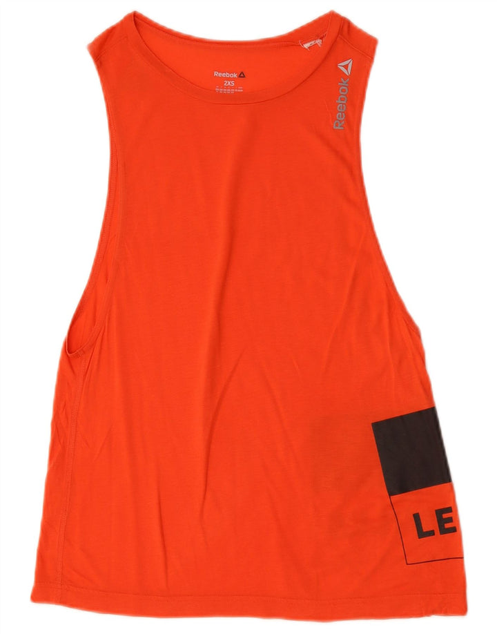 REEBOK Womens Graphic Vest Top UK 0/2 2XS Orange