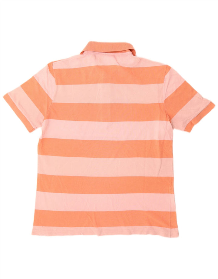 Lacoste Mens Rugby Polo Shirt Size 3 Small Orange Striped Cotton
