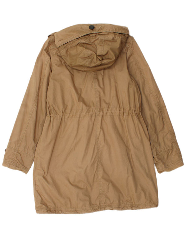 Woolrich Womens Hooded Parka Jacket UK 10 Small Brown Cotton