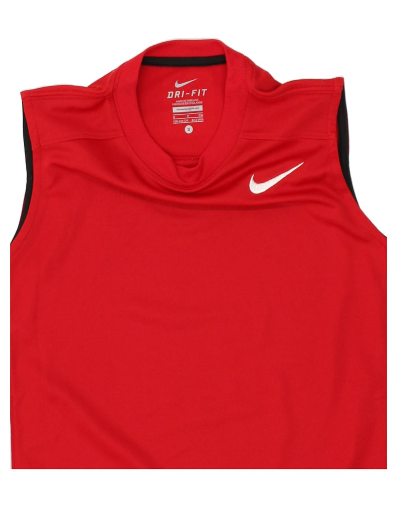 NIKE Boys Dri Fit Vest Top 8-9 Years Small Red Colourblock | Vintage Nike | Thrift | Second-Hand Nike | Used Clothing | Messina Hembry 