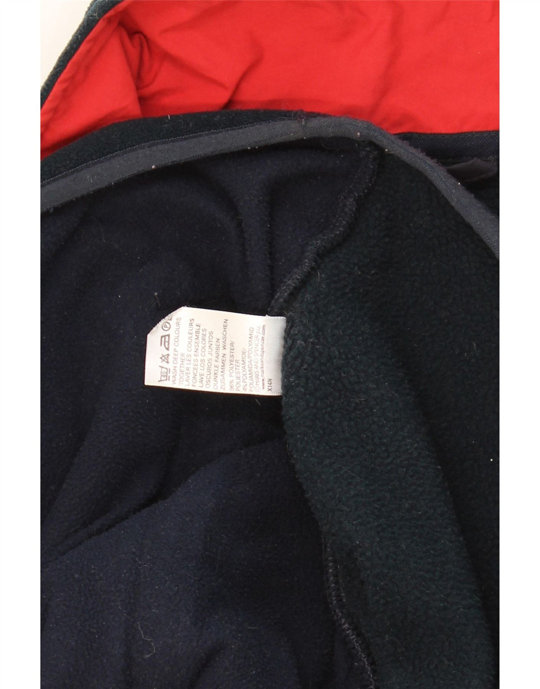 MARKS & SPENCER Mens Fleece Jacket UK 42 XL Navy Blue Colourblock Vintage Marks & Spencer and Second-Hand Marks & Spencer from Messina Hembry 