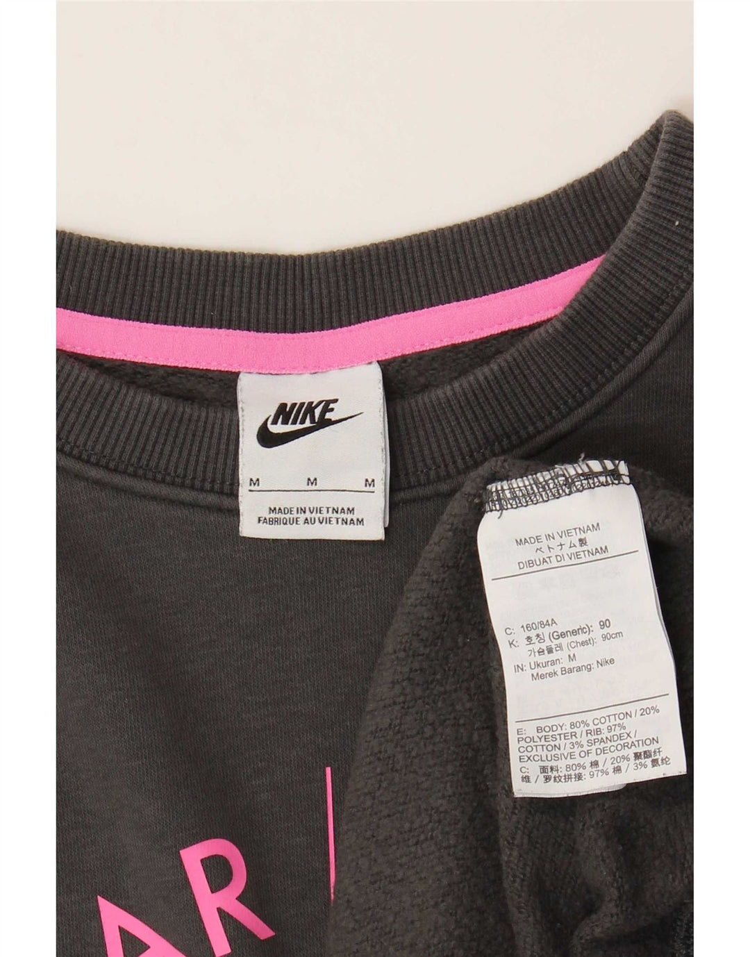 Nike Womens Graphic Oversized Sweatshirt Jumper UK 14 Medium Grey Cotton