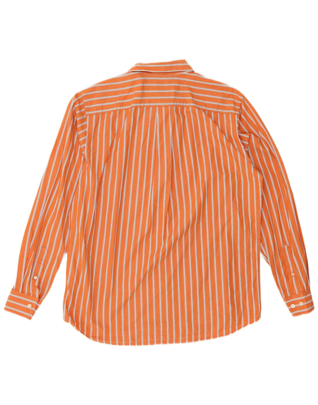 EDDIE BAUER Mens Shirt Medium Orange Pinstripe Cotton